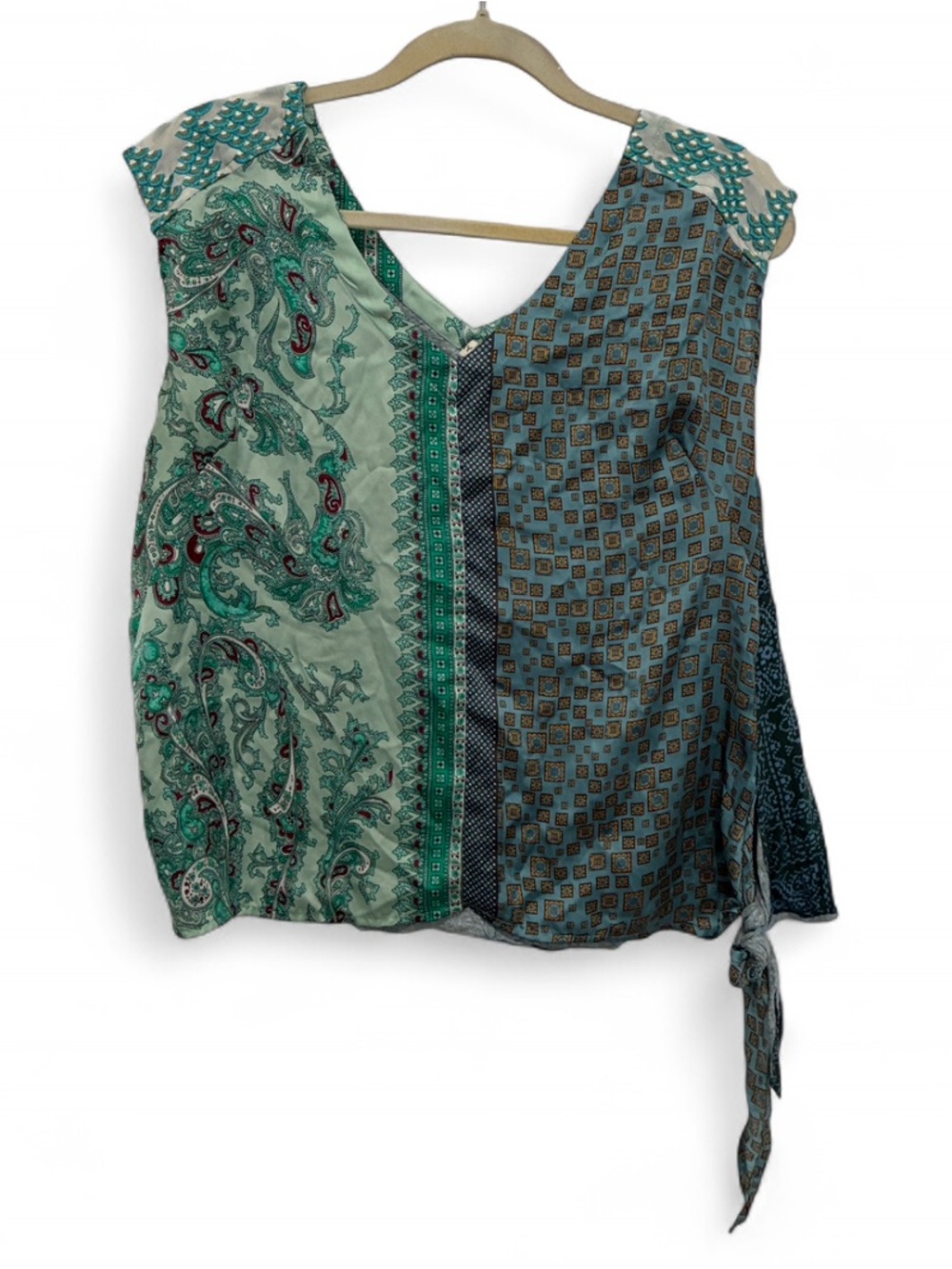 Tiny Anthropologie Boho Patchwork Print V-Neck Tank Top